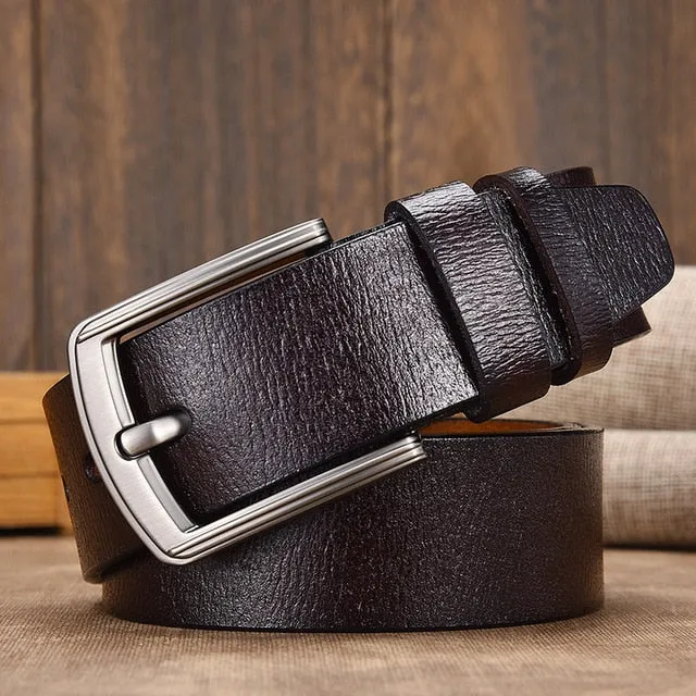 Aidase cow genuine leather luxury strap male belts for men new fashion classice vintage pin buckle leather belt male belt men