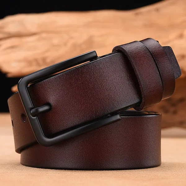 Aidase cow genuine leather luxury strap male belts for men new fashion classice vintage pin buckle leather belt male belt men