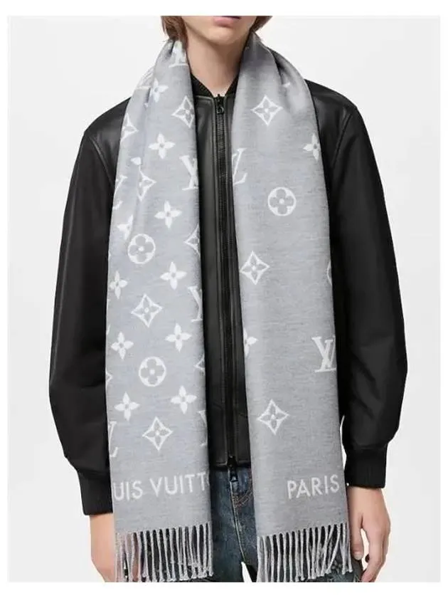 All About Monogram Wool Scarf Grey