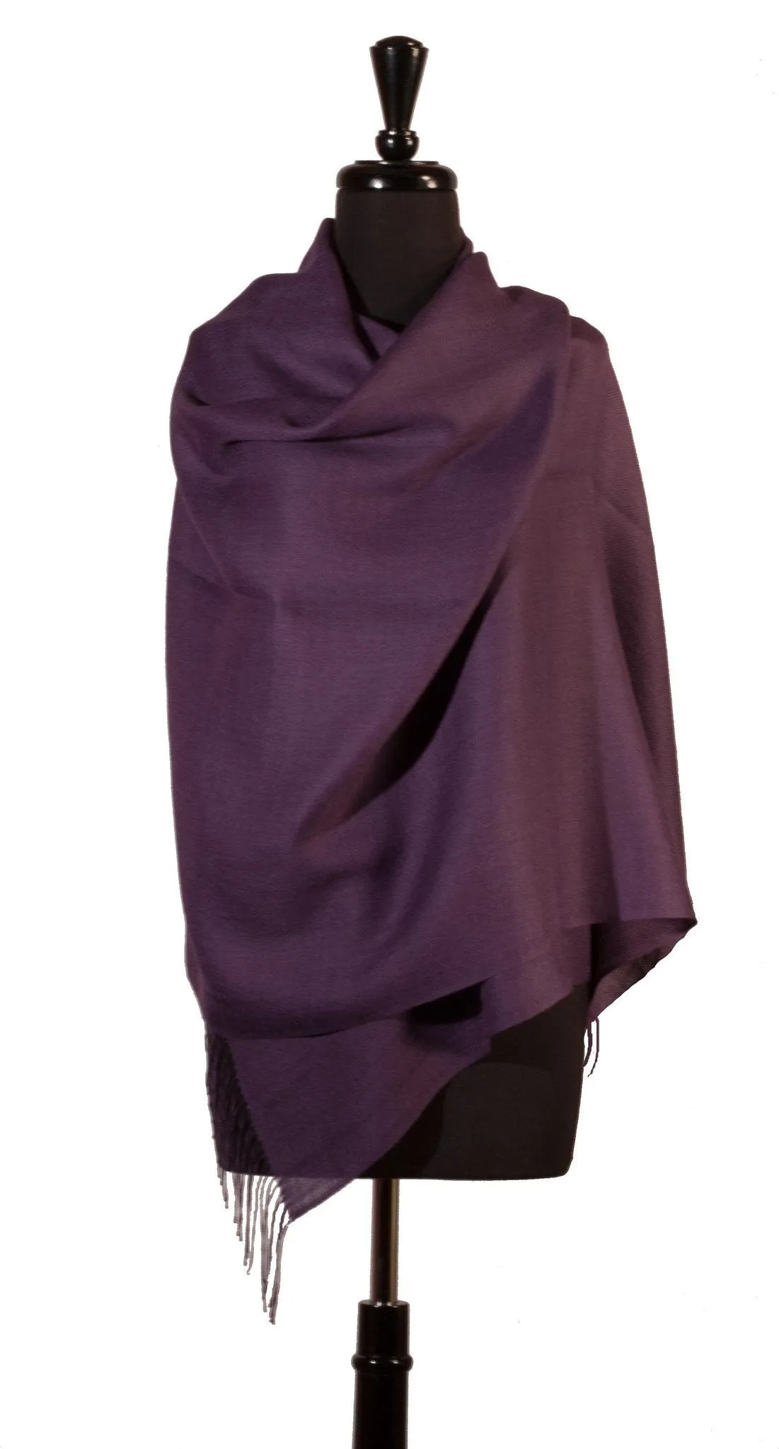 Baby Alpaca & Silk Shawl in Solid Color - Dark Purple