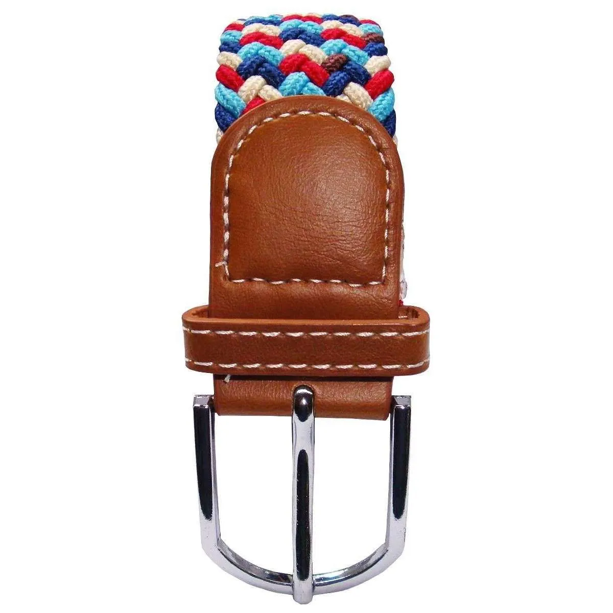 Bassin and Brown Multi Woven Belt - Blue/Red/Beige/Navy