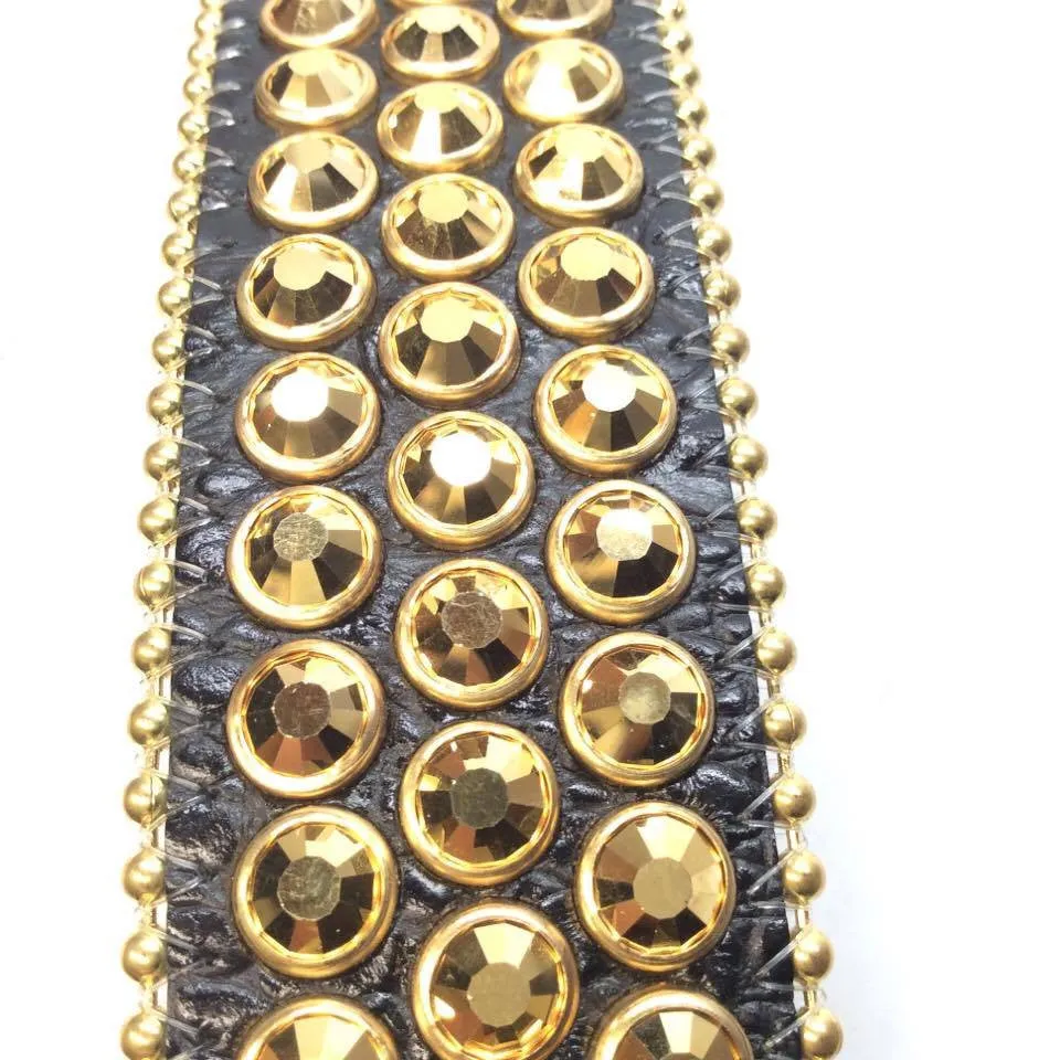 b.b. Simon Black & Gold  3-row Crystal Belt