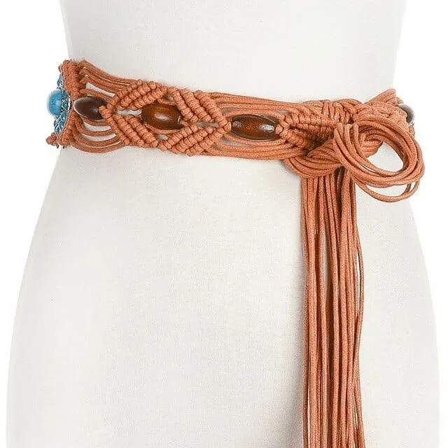 Boho Style Vintage Handmade Braided Beaded Waistband-WB32