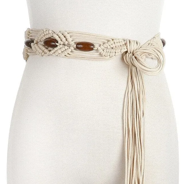 Boho Style Vintage Handmade Braided Beaded Waistband-WB32