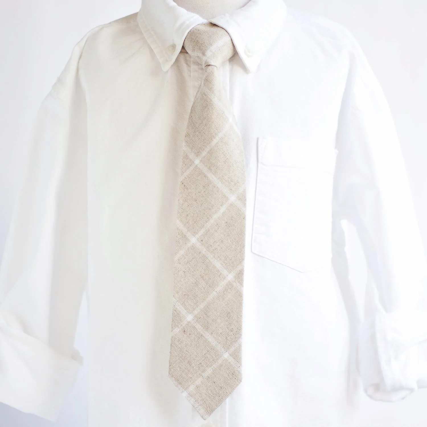 Boy's Necktie / Natural Linen Window Pane