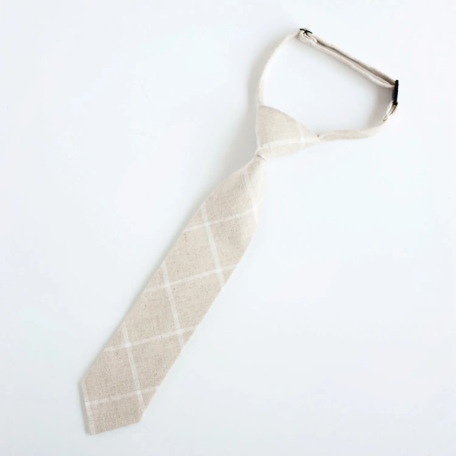 Boy's Necktie / Natural Linen Window Pane