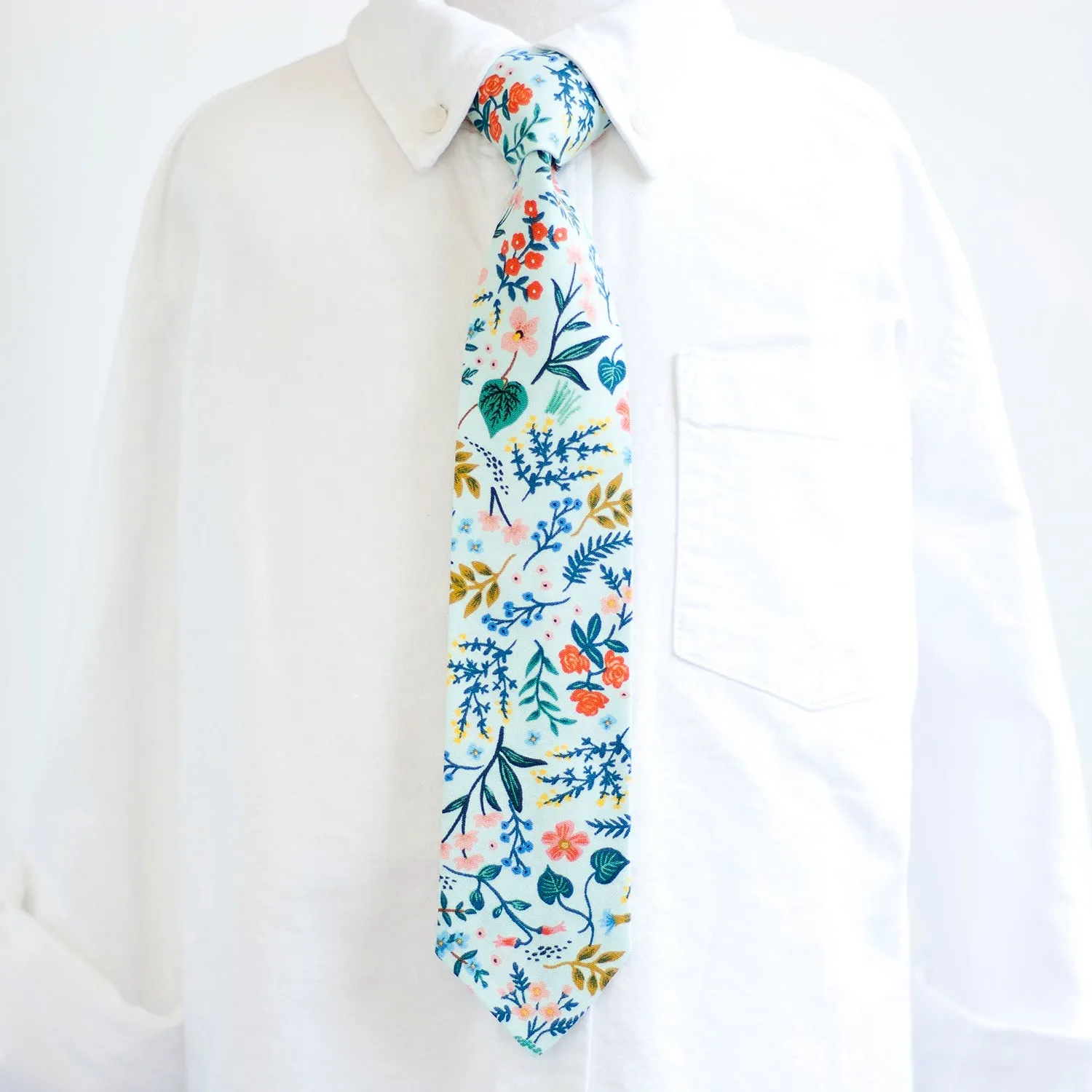 Boy's Pocket Square / Mint Metallic Floral