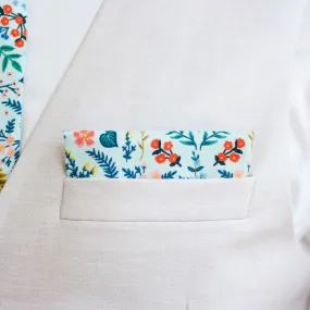 Boy's Pocket Square / Mint Metallic Floral