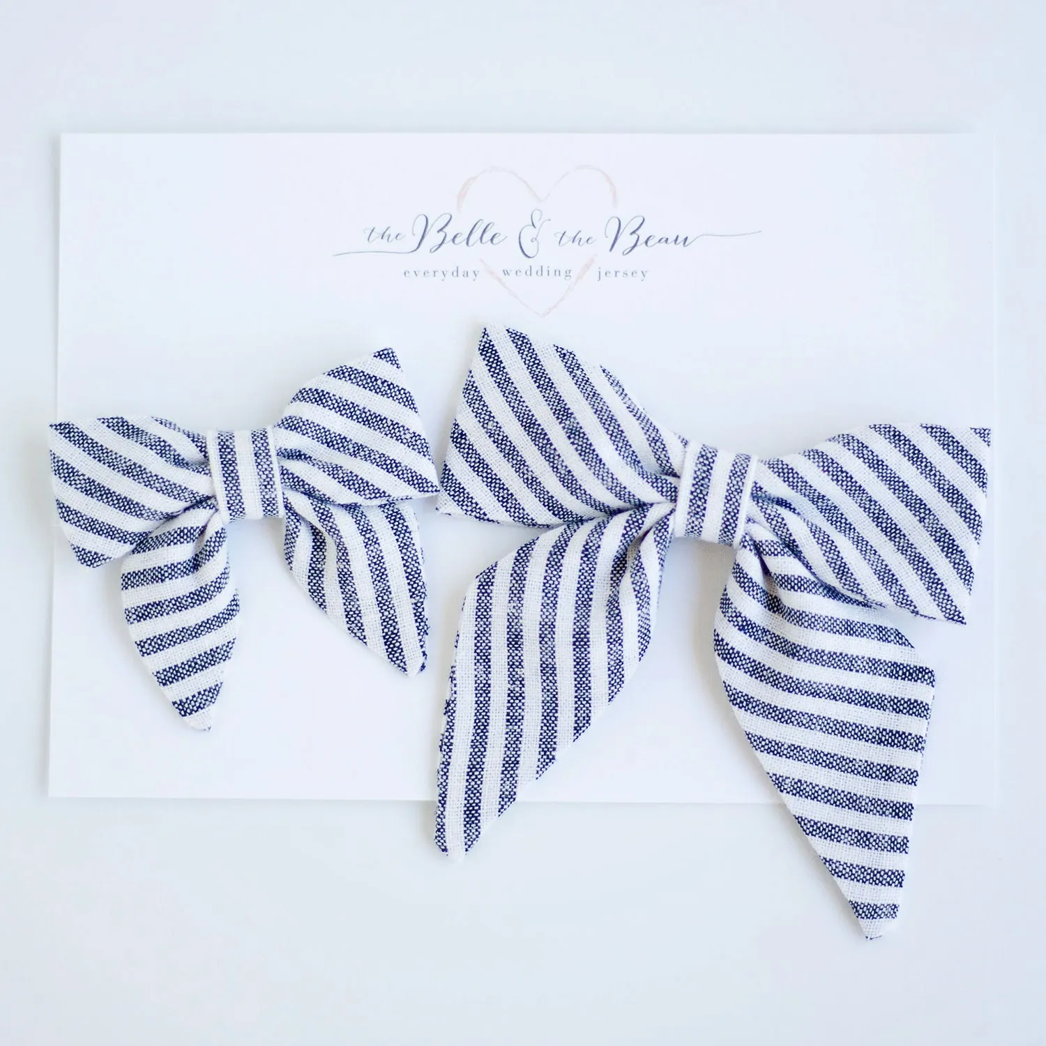 Boy's Pocket Square / Navy Linen Stripe