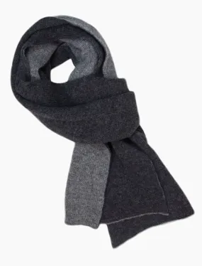 Charcoal & Grey Solid Reversible Light Knitted Wool & Cashmere Scarf