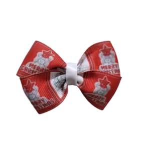 Christmas Hair Accessories - Cherish Hair Bow Teddy Merry Christmas