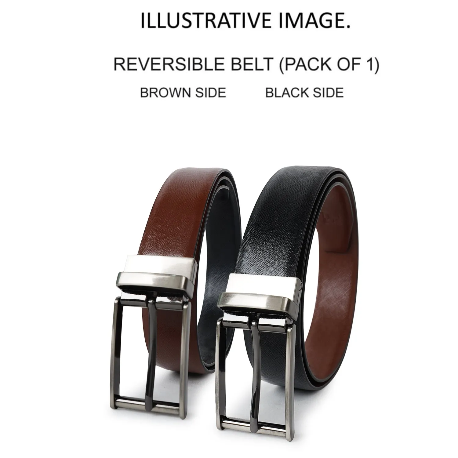 CIMONI MEN'S REVERSIBLE BELT BLACK & BROWN TEXTURE  ( 1 Year Gurantee)