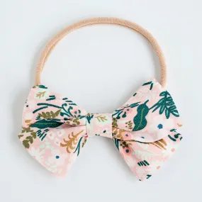 Classic Hair Bow Clip Or Headband / Meadow In Pink