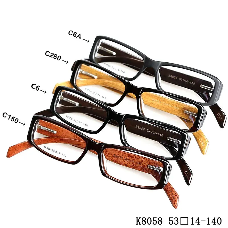 Cubojue Unisex Full Rim Square Wood Reading Glasses K8058