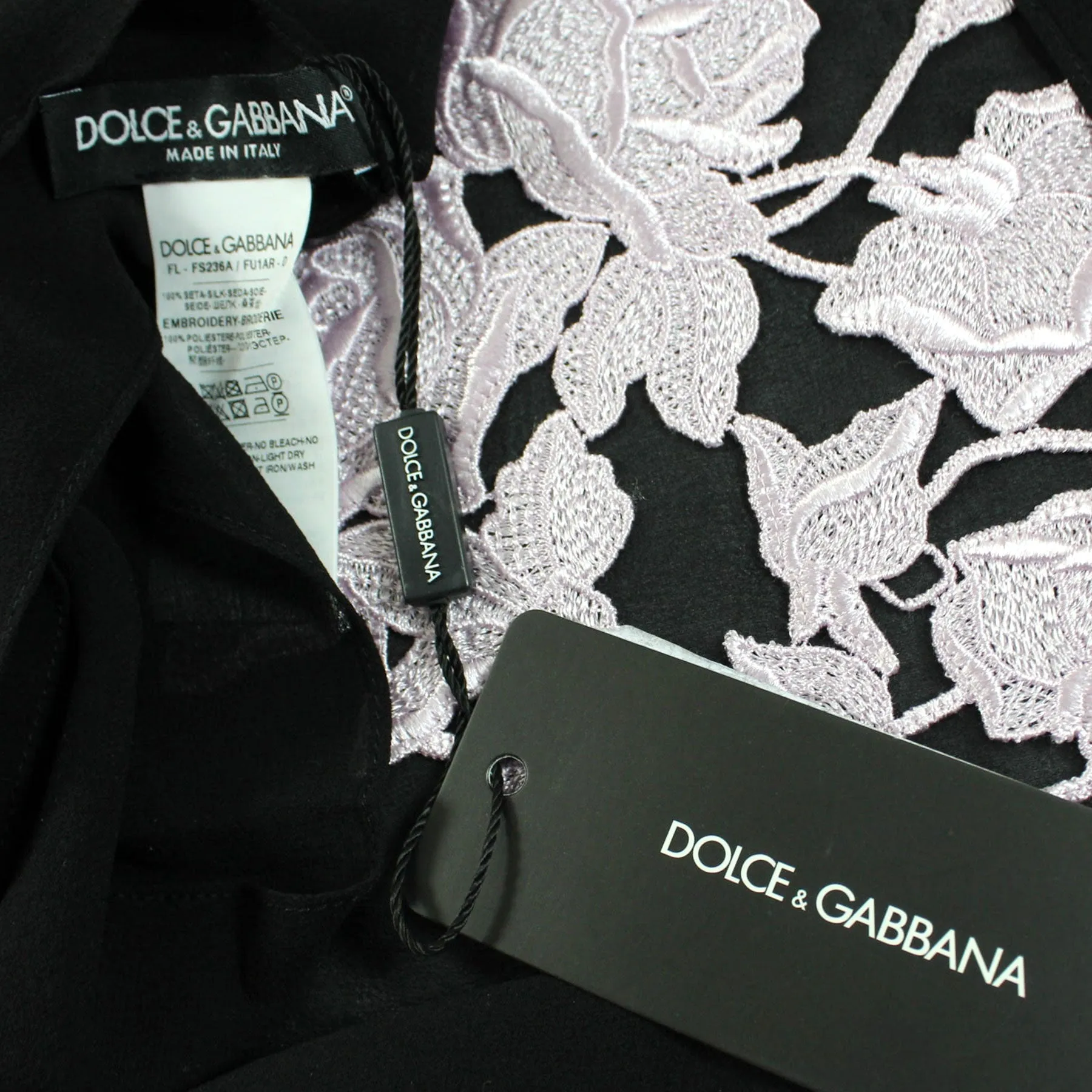 Dolce & Gabbana Women Scarf Black Pink Floral Embroidery - Chiffon Silk Shawl SALE