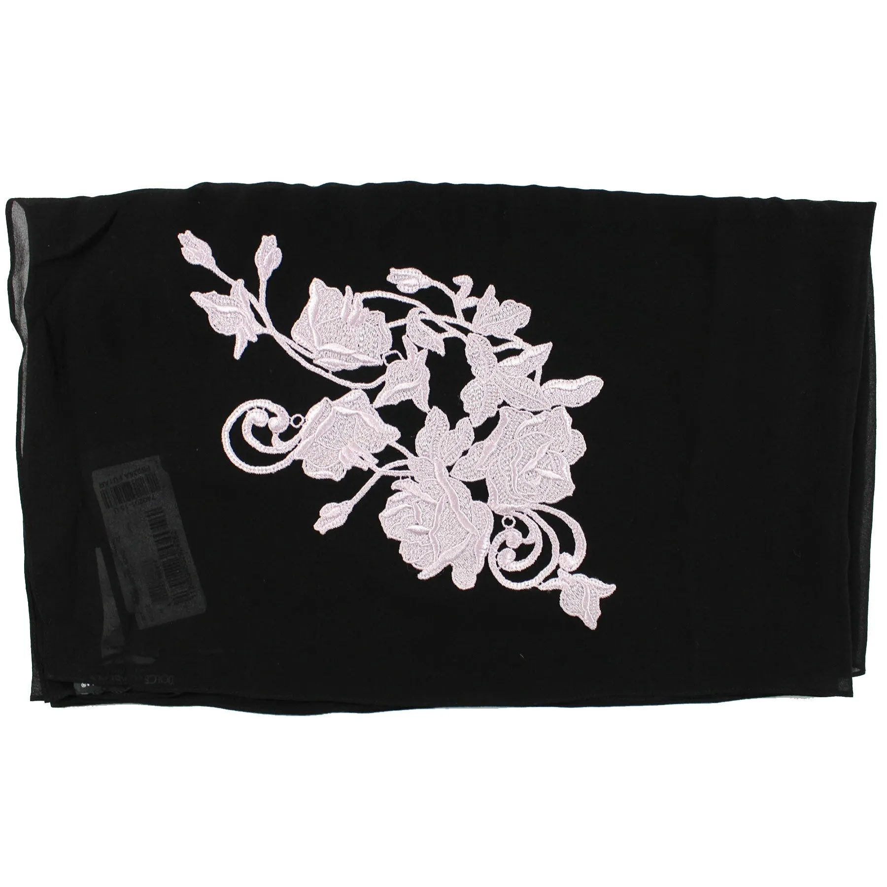 Dolce & Gabbana Women Scarf Black Pink Floral Embroidery - Chiffon Silk Shawl SALE