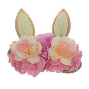 Easter Holiday Bunny Rabbit Floral Baby Girls Headband - Pink (Style 3)