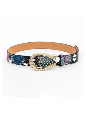 Faux Snake Leather Multi Color Belt