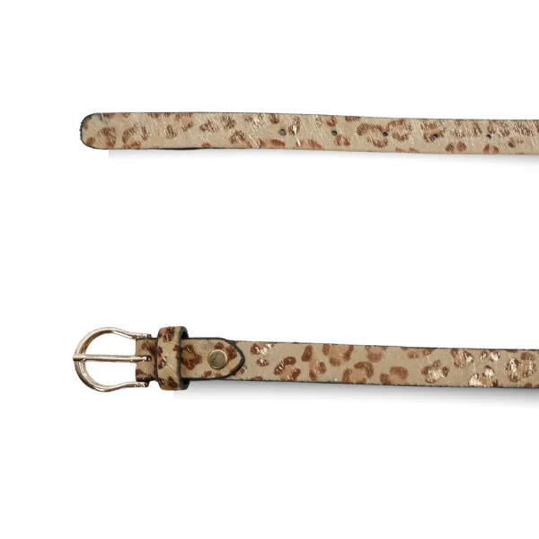 FELICIA -  Women's Gold Leopard Print Genuine Leather Belt