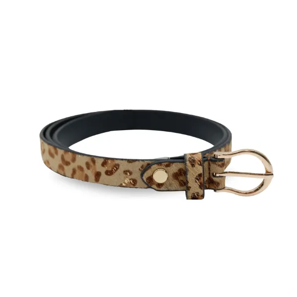 FELICIA -  Women's Gold Leopard Print Genuine Leather Belt