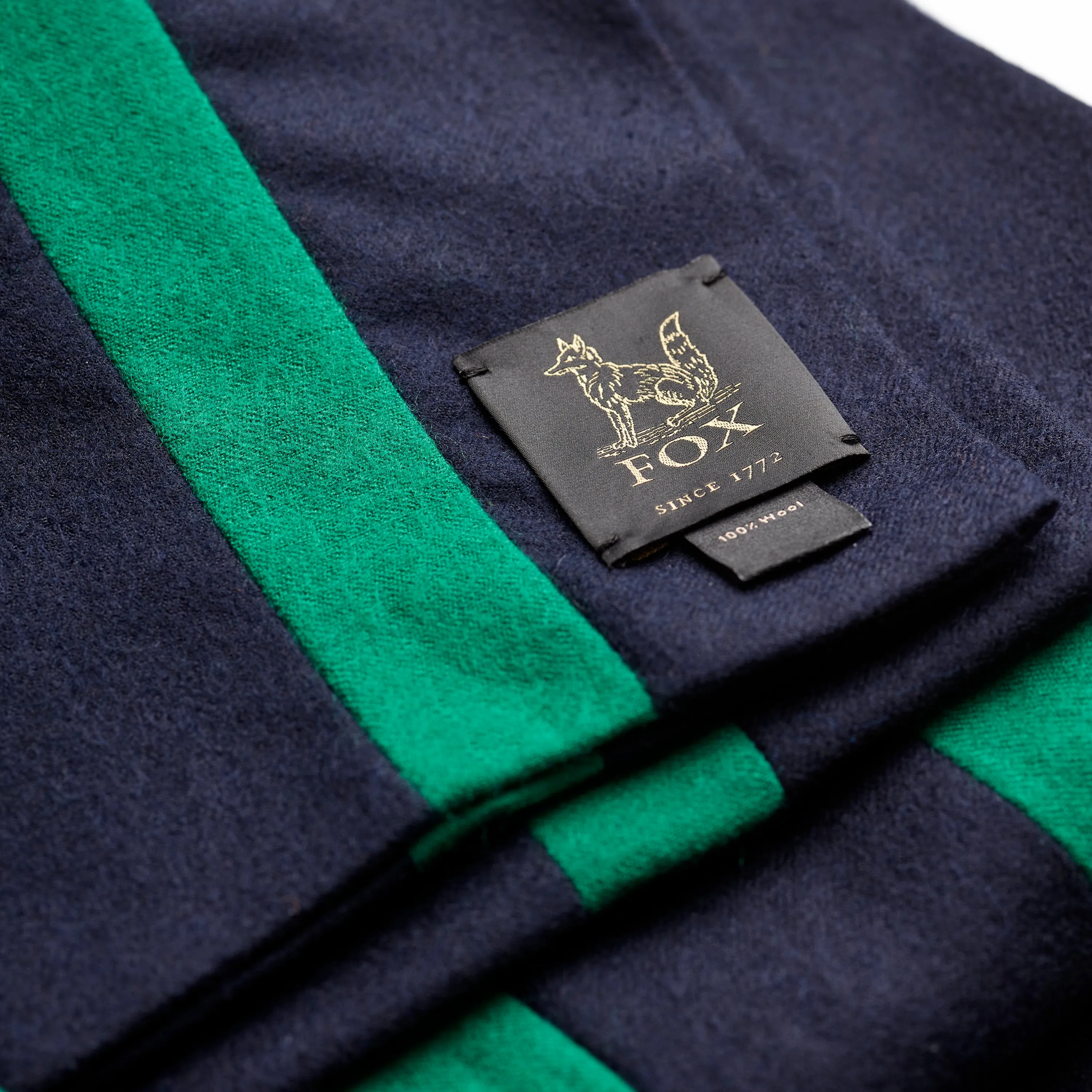 Fox Brothers Navy and Bright Green College Scarf