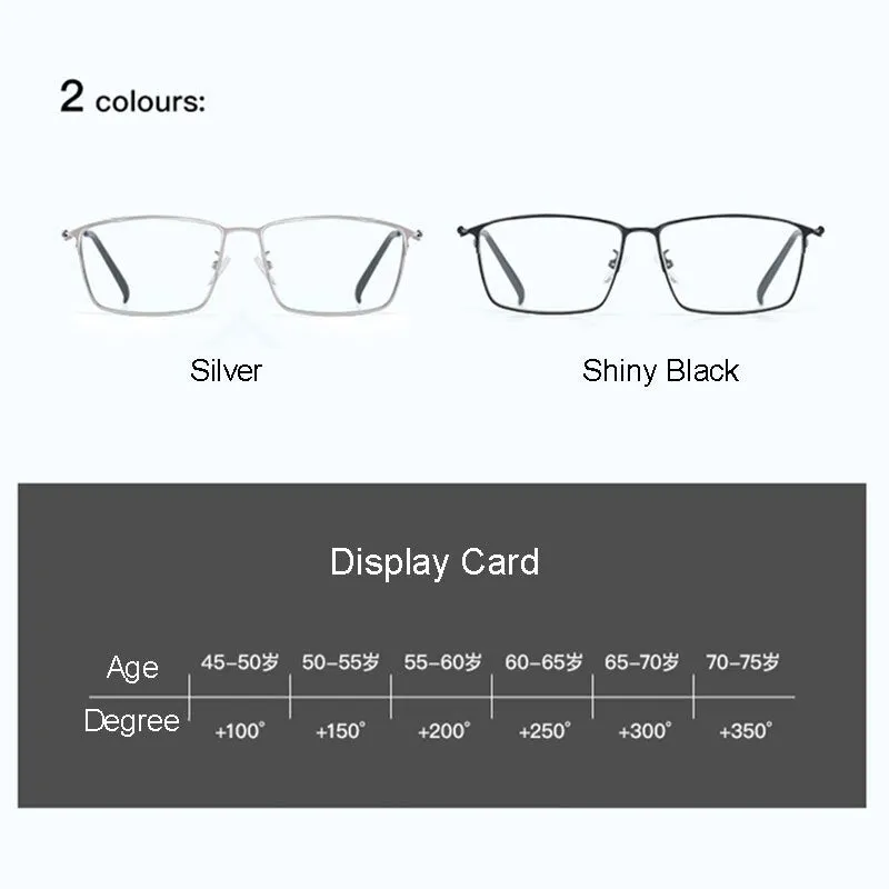 Hotony Unisex Full Rim Square Alloy Frame Anti Blue Light Reading Glasses  9011