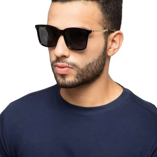 Intellilens | Branded Latest and Stylish Sunglasses | 100% UV Protected | Light Weight, Durable, Premium Looks | Men & Women | Black Lenses | Wayfarer | Large