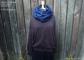 Japanese Indigo Linen Infinity Scarf, Blue, sif0021