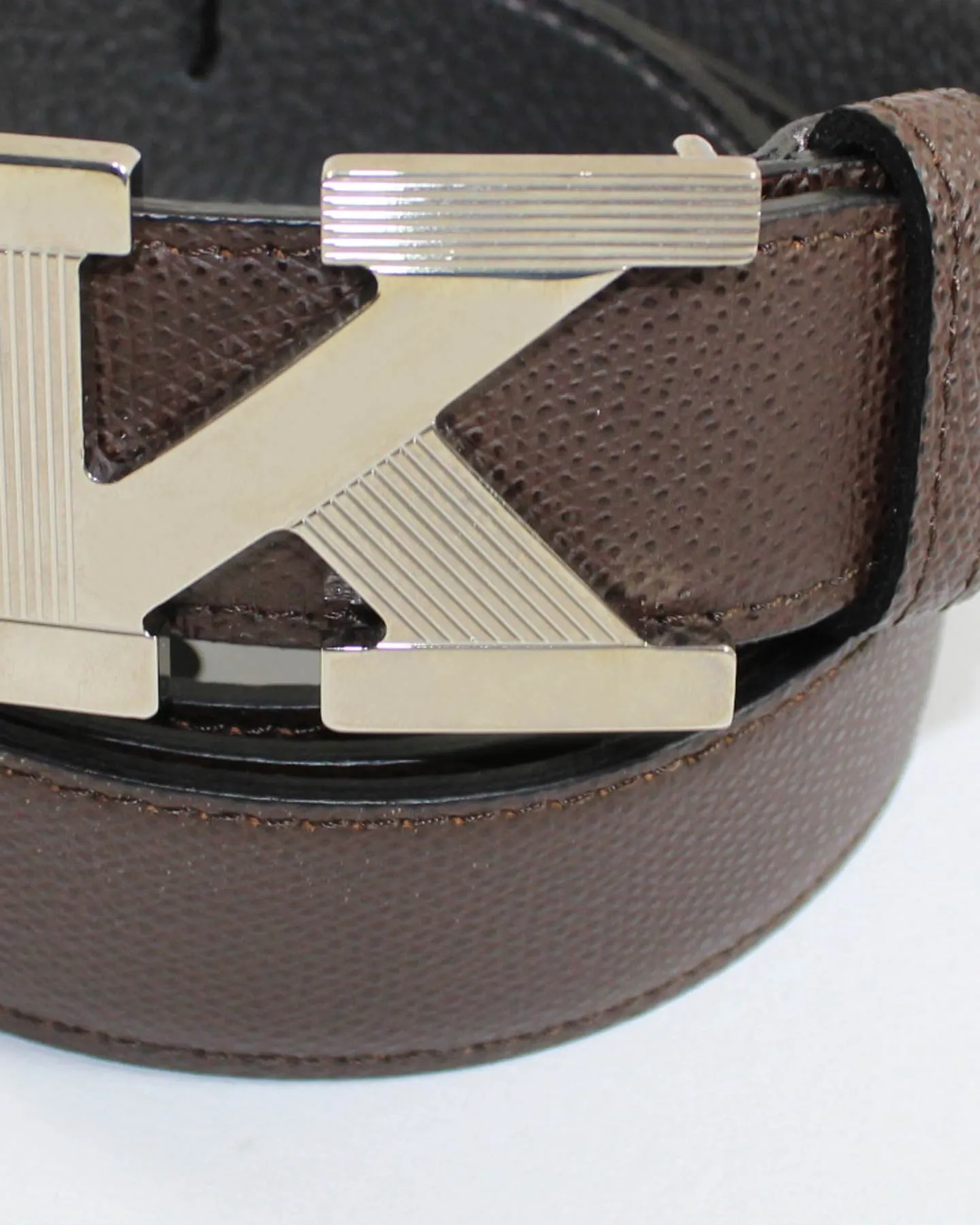 Kiton Belt Brown Grain Leather K Buckle Men Belt 90/ 36 SALE