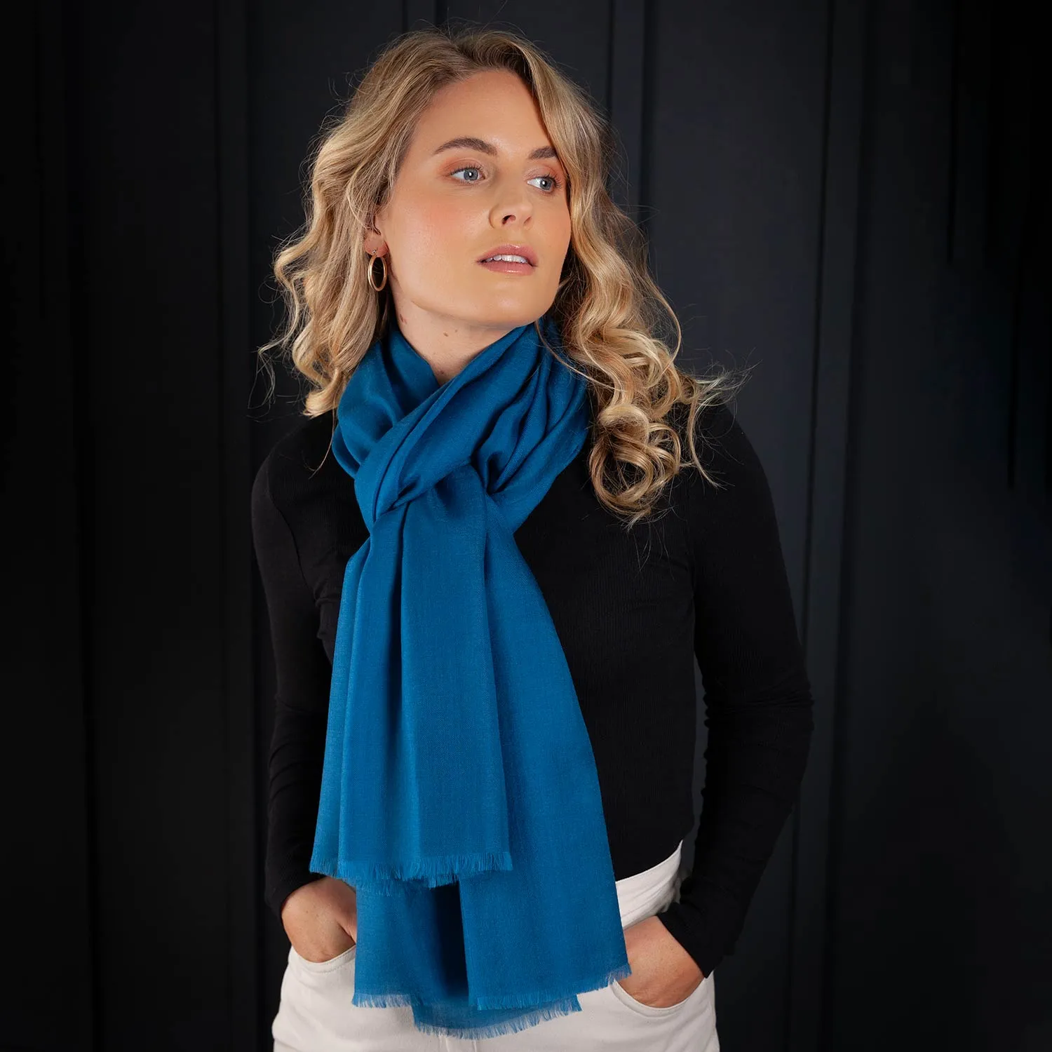 Luxe Merino Silk Shawl Teal