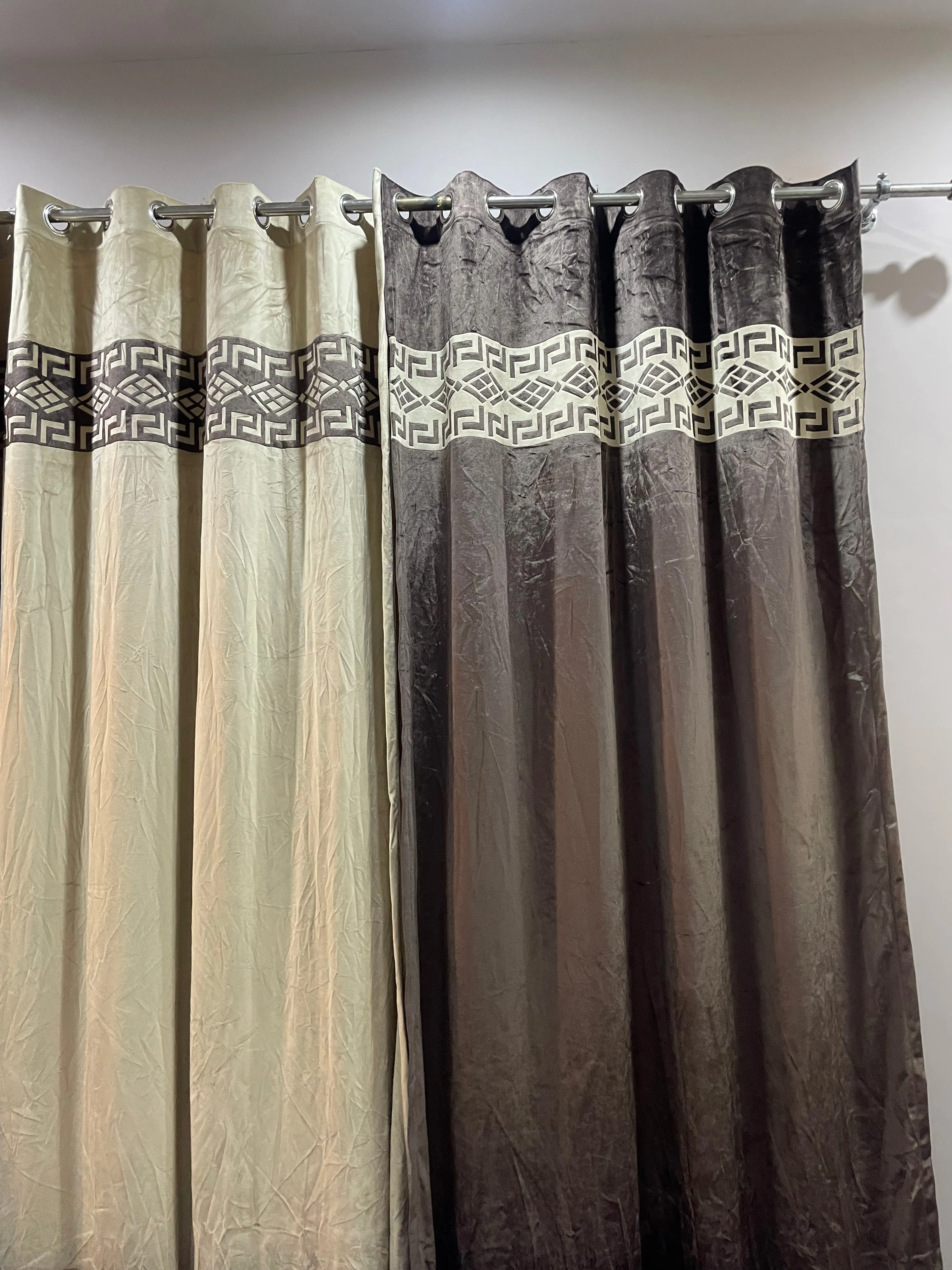 Luxury Velvet Curtains front Border double tone