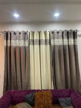 Luxury Velvet Curtains front Border double tone