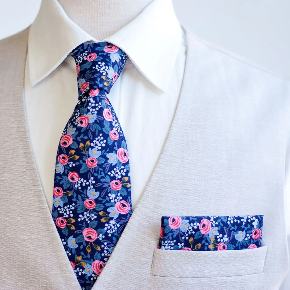 Men's Pocket Square / Rosa In Navy