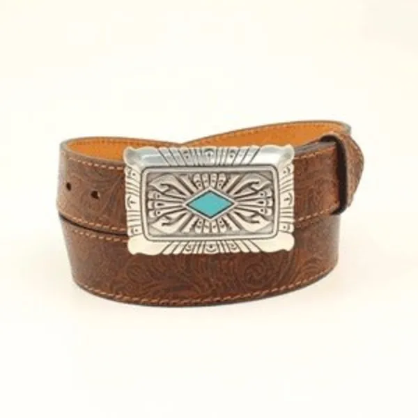 MF Western Ariat Brown Tooling Turquoise Buckle Style A1526802