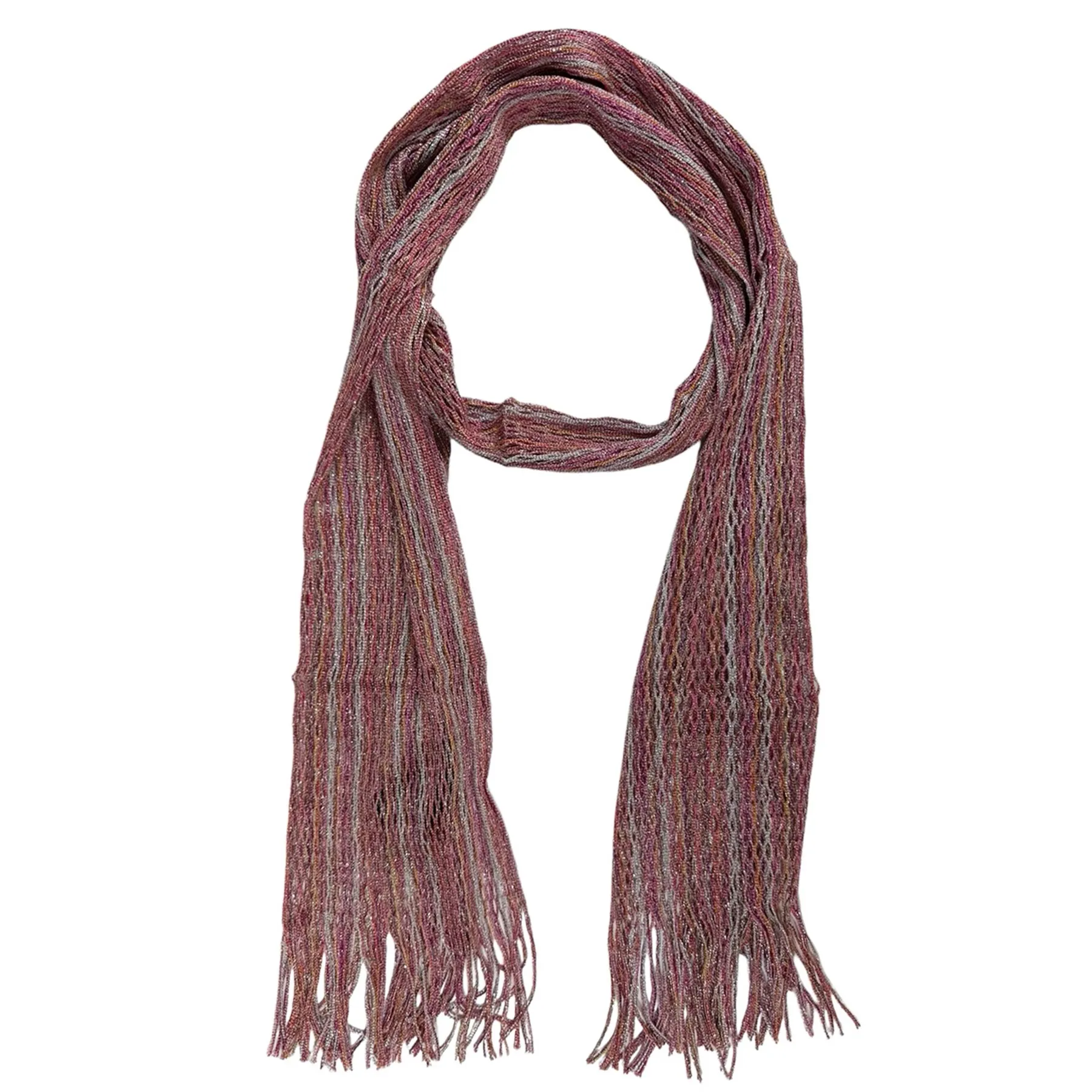 Missoni Scarf Pink Peach Gray Design - Loose Knit Women Designer Shawl