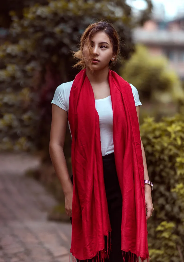 Monk Red Water Pashmina Shawl