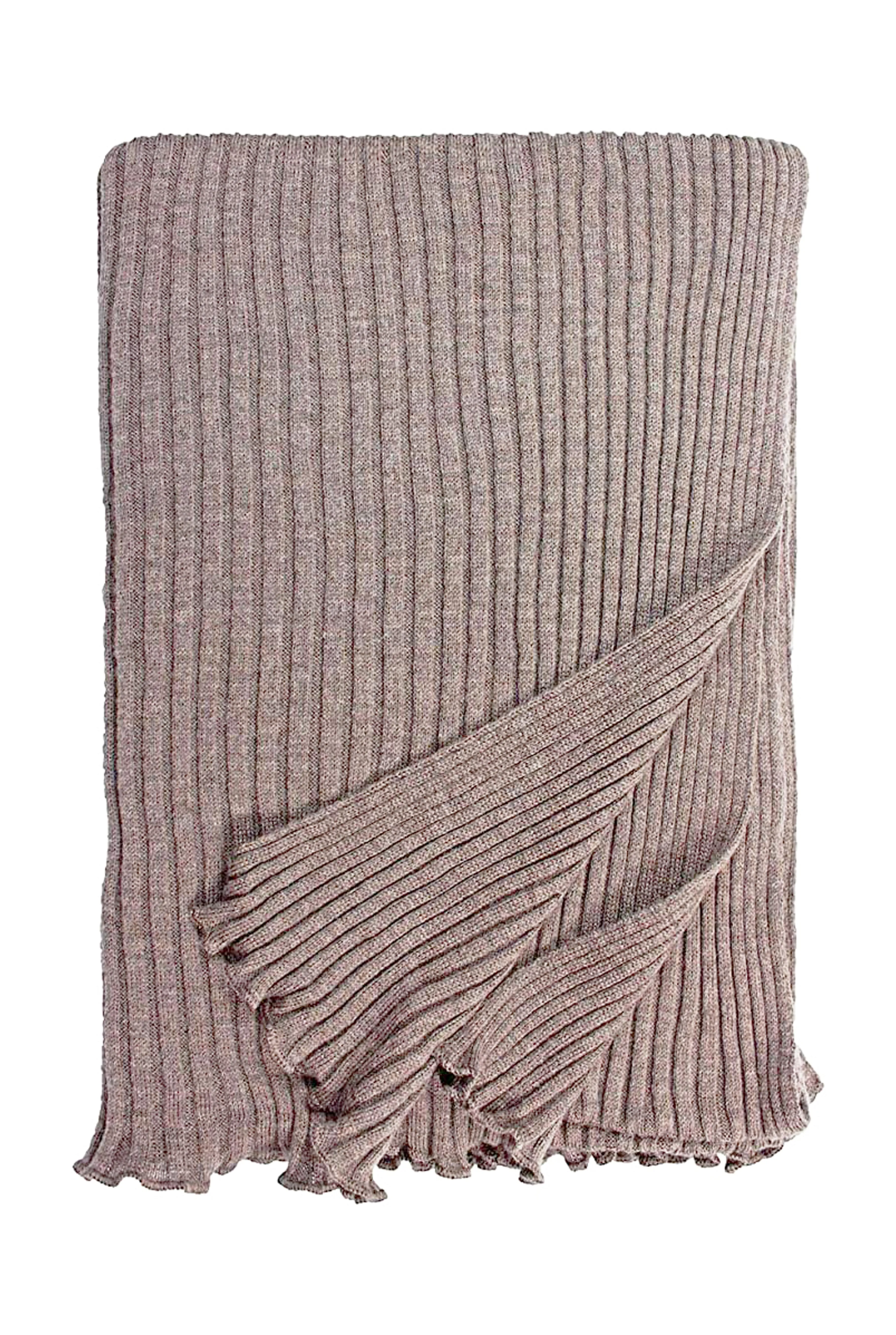 Pleated Merino Wool Scarf XL in Melange Brown Color