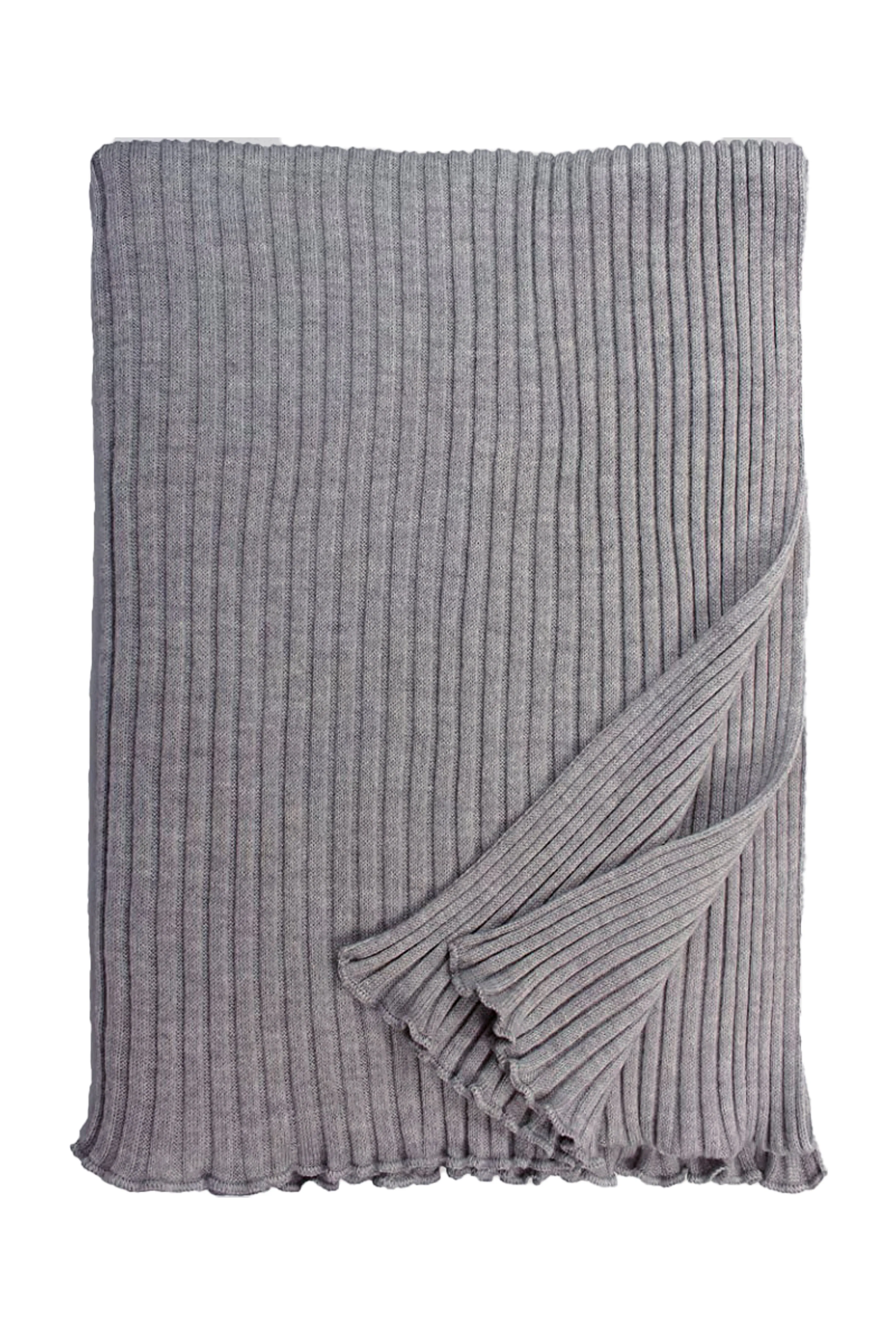 Pleated Merino Wool Scarf XL in Melange Grey Color