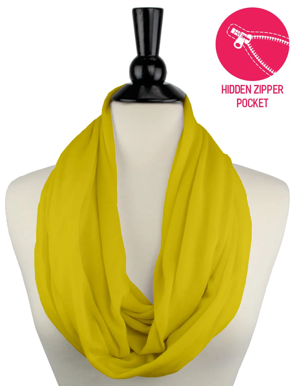 Pop Fashion Solid Color Infinity Scarf for Women with Zipper Pocket