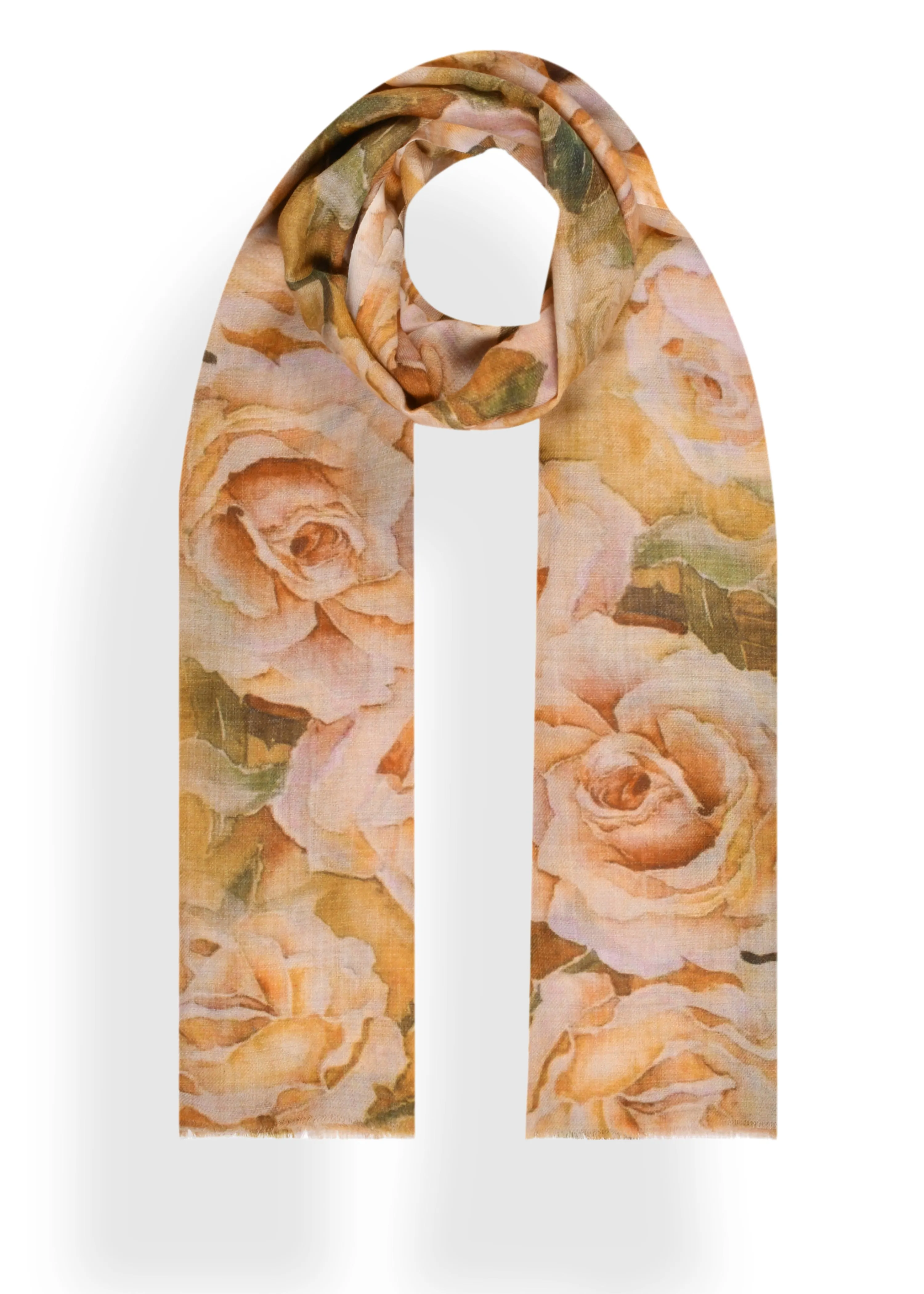 Printed Roses in Wool Silk