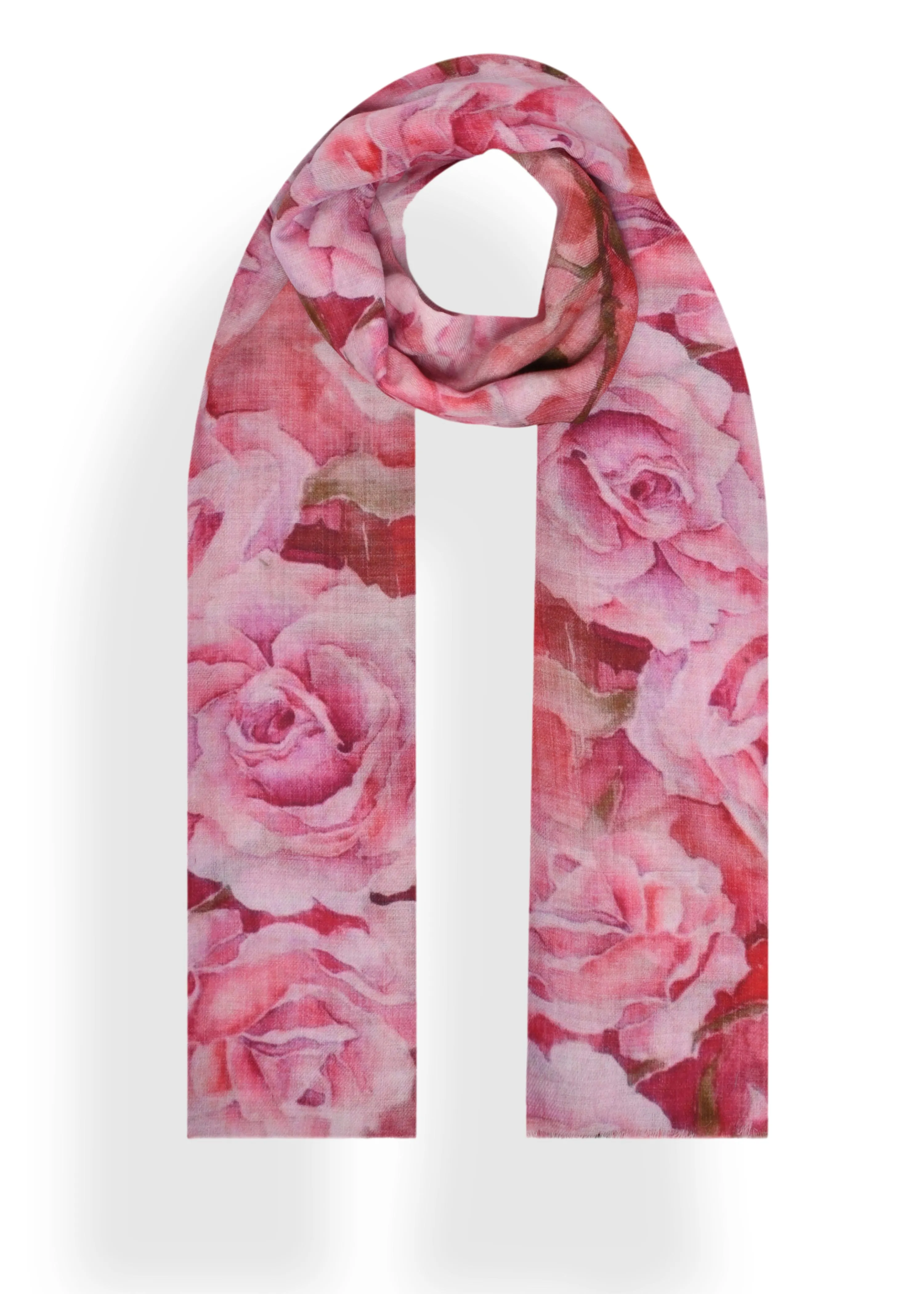 Printed Roses in Wool Silk