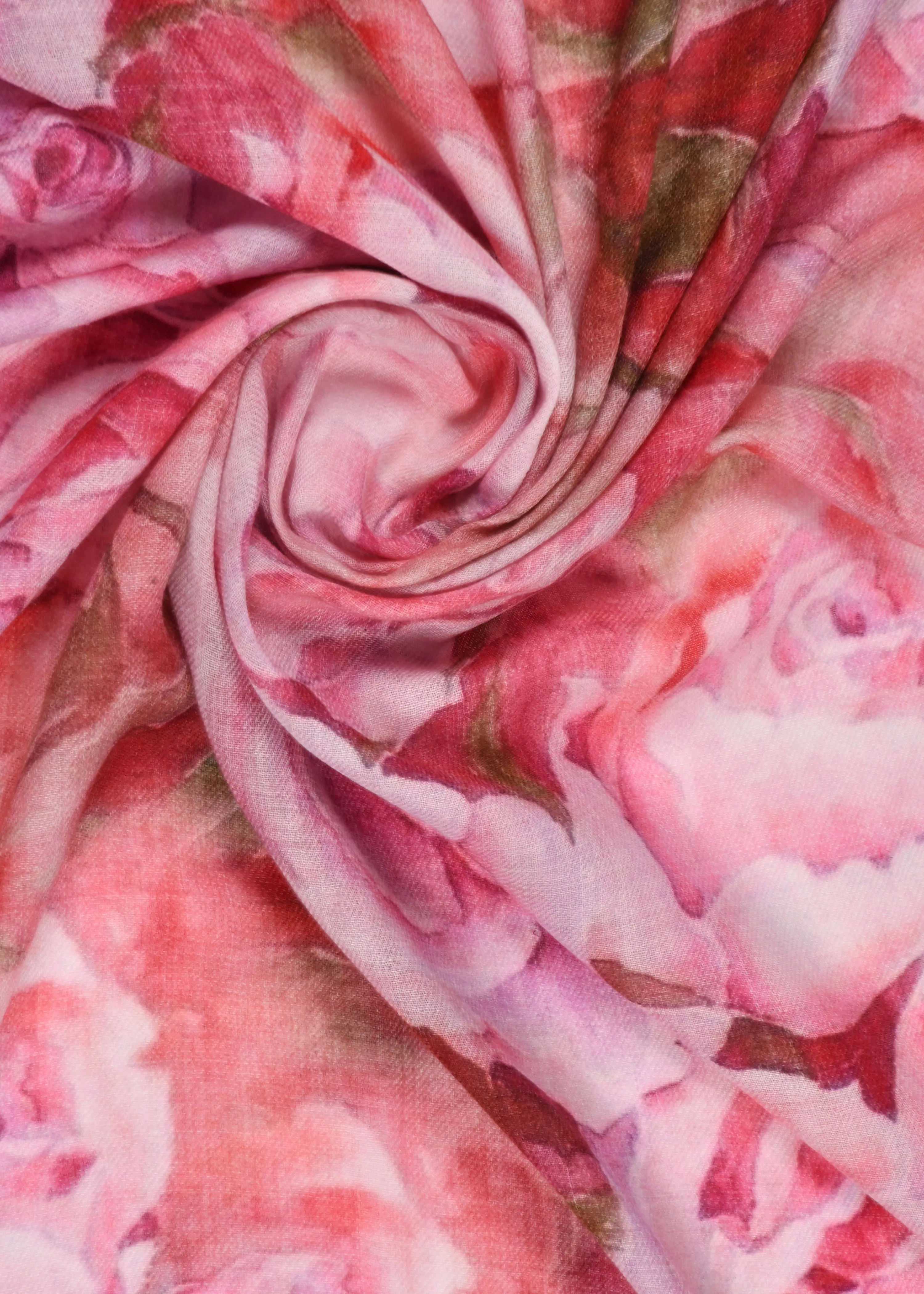 Printed Roses in Wool Silk