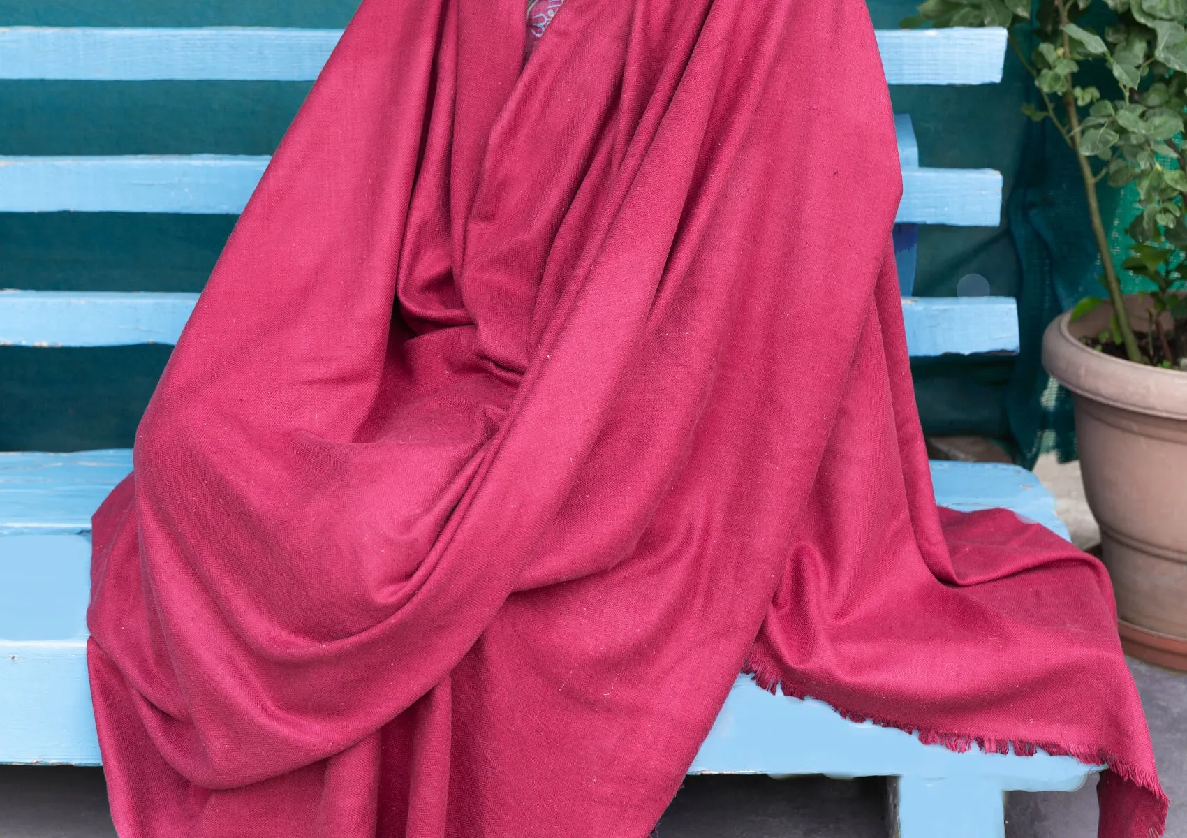 SAKSHI - Raw Silk Large Meditation Shawl - Magenta