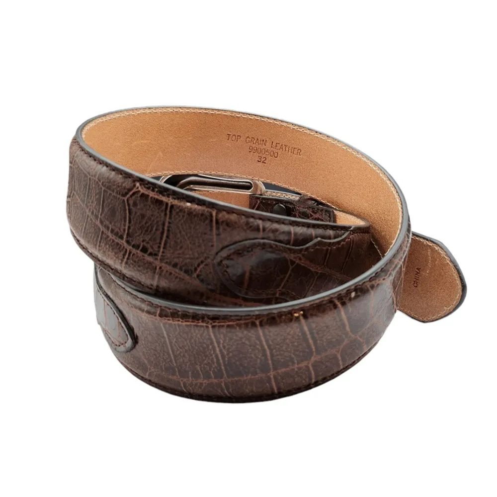 Stetson® Men's Western Leather Crocodile Embossed Belt - Cognac