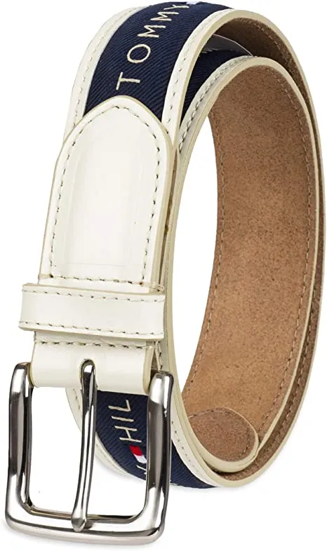 Tommy Hilfiger Men's Ribbon Inlay Fabric Belt with Single Prong Buckle | 11TL02X032