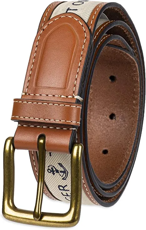 Tommy Hilfiger Men's Ribbon Inlay Fabric Belt with Single Prong Buckle | 11TL02X032