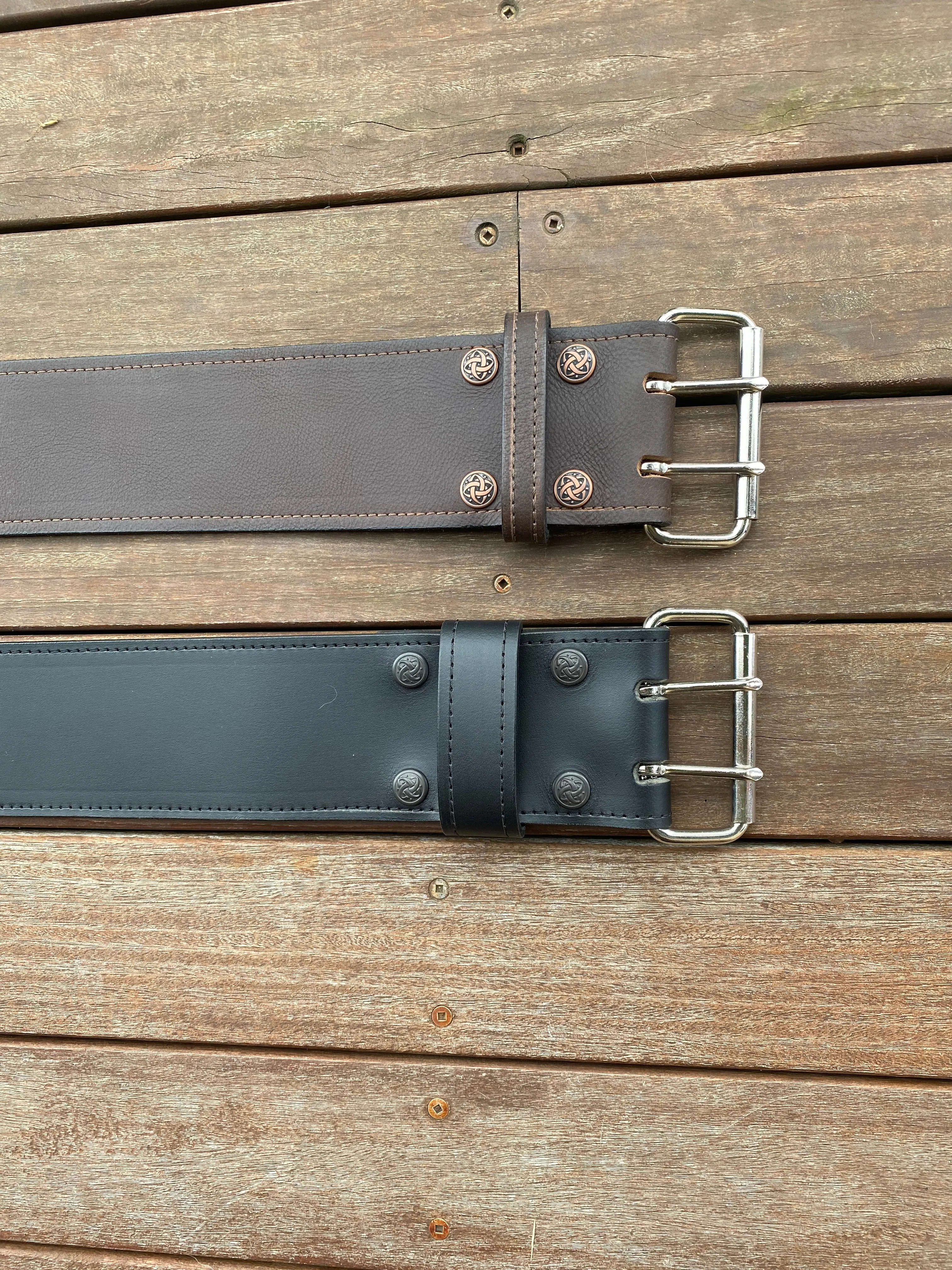 Wide Leather Belt Full Grain - Individually Handmade with removable buckle 3"/75mm wide