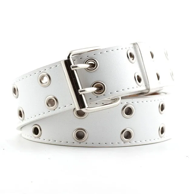 Women Punk Chain Fashion Belt Adjustable Double/Single Row Hole Eyelet Waistband with Eyelet Chain Decorative Belts 2020 New