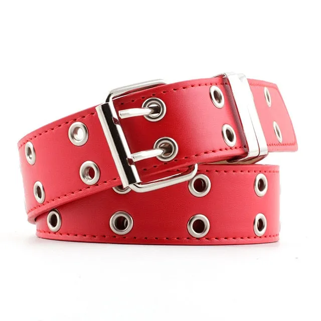 Women Punk Chain Fashion Belt Adjustable Double/Single Row Hole Eyelet Waistband with Eyelet Chain Decorative Belts 2020 New