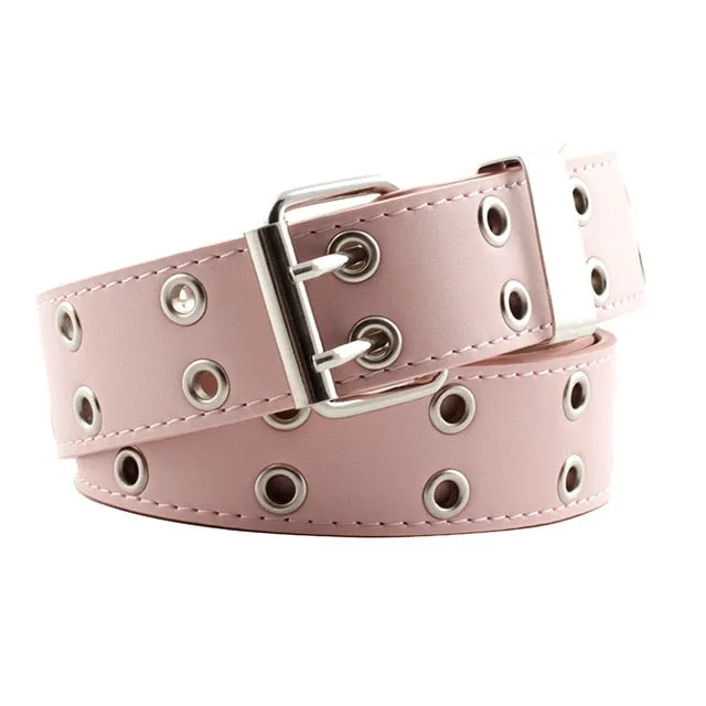 Women Punk Chain Fashion Belt Adjustable Double/Single Row Hole Eyelet Waistband with Eyelet Chain Decorative Belts 2020 New